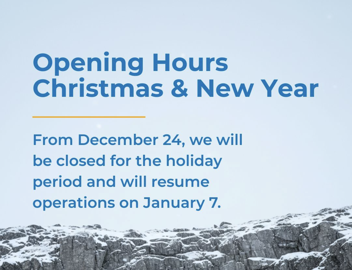 Opening hours Christmas & New year